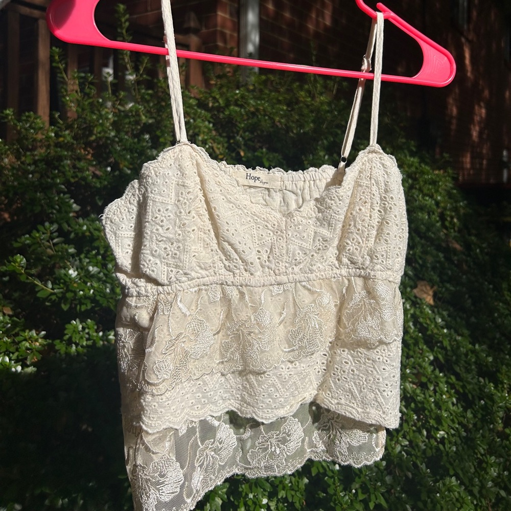 Cream Lace Camisole Top